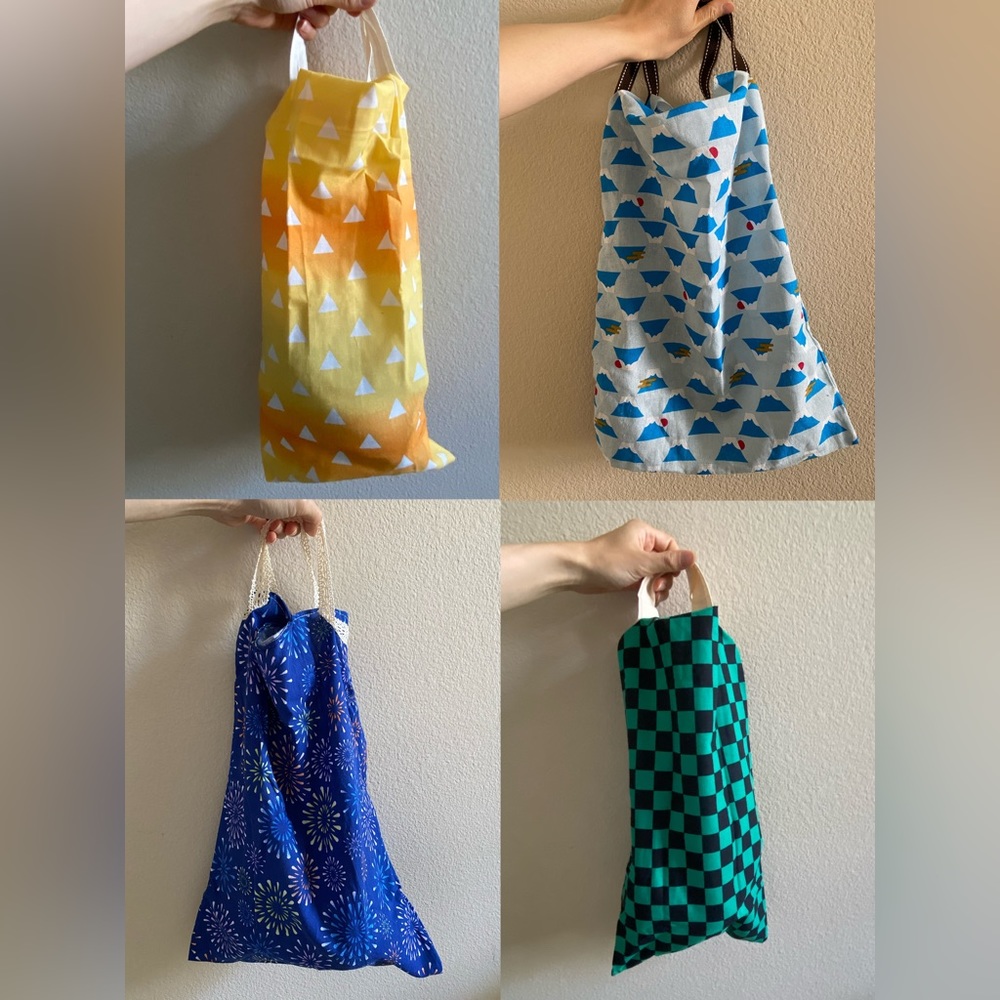 Handmade Japanese kimono (Demon Slayer) pattern mini tote bags